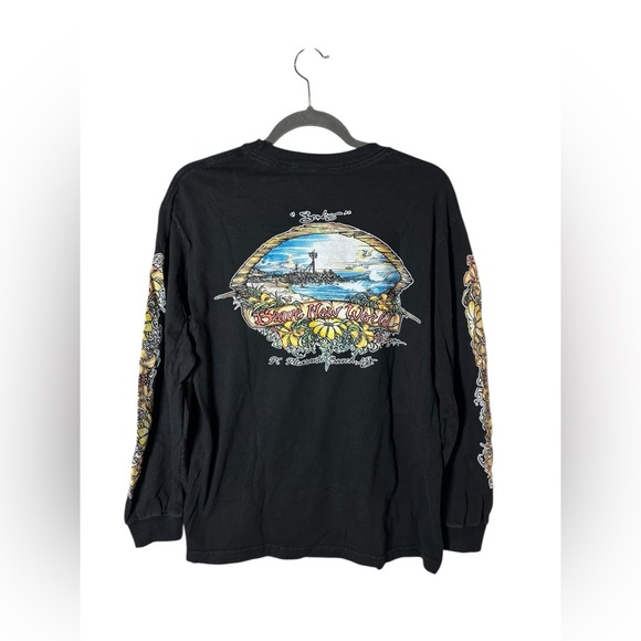 Brave New World Long Sleeve Graphic Tee Black Surf Shirt Gildan Medium - Picture 3 of 9